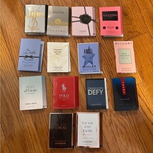 Perfume samples bundle 14pcs + makeup bag